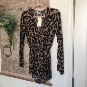 cheetah long sleeve romper